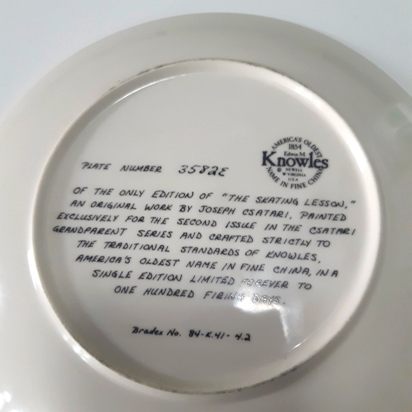 Knowles Csatari The Grandparent Collectors plate 1981 The Skating Lesson 8.5" - Picture 4 of 6